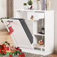 thumbnail image 1 of DEYGIA Tilt Out Trash Cabinet 10 Gallon, Trash Can Cabinet with 2 Storage Areas for Kitchen, Living Room, Bathroom, Freestanding Trash Cabinet with Hideaway Drawer, 1 of 7