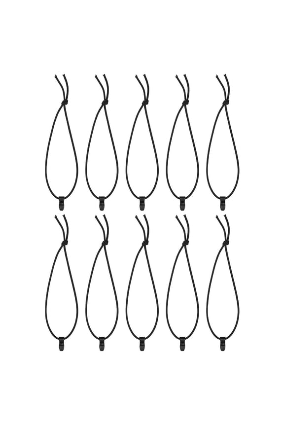 10 Pack Black Bungee Cord Elastic Lace Up With Hook Closure Outdoor Backpacks