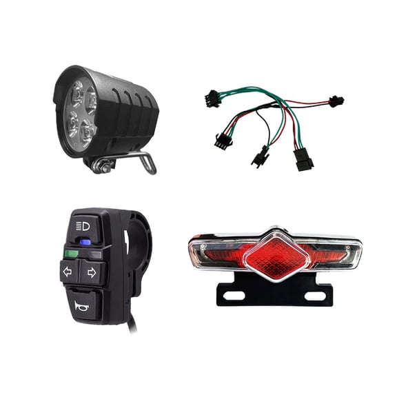 DEYISI Electric Bike Front Light Rear Light DK336 Switch Cable Bicycle LED Light Set