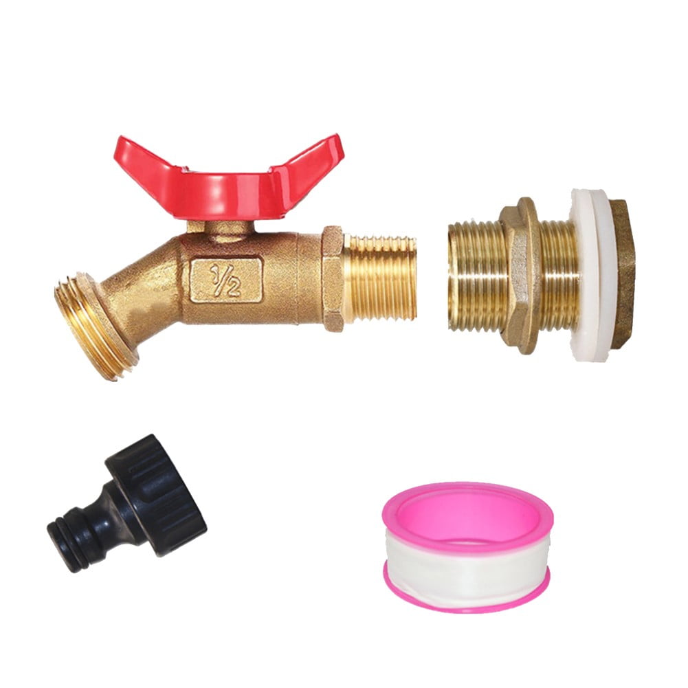 DEYISI Rain Barrel Spout Spigot Brass Quarter Turn Ball Valve Bulkhead