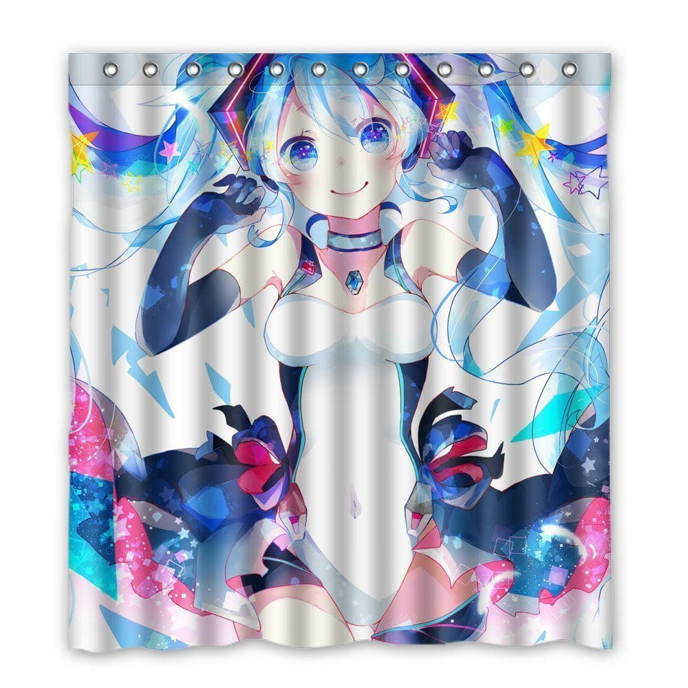 DEYOU Anime Girl Hatsune Miku Shower Curtain Polyester Fabric Bathroom ...