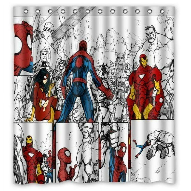 DEYOU Anime Superhero Shower Curtain Polyester Fabric Bathroom Shower
