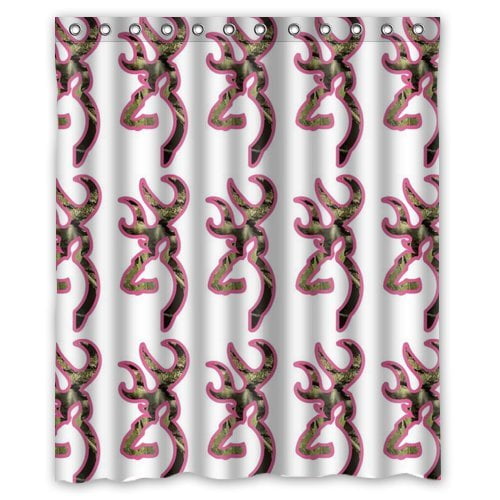 DEYOU Browning Pink Country Girl Camo Camouflage Shower Curtain Polyester Fabric Bathroom Shower Curtain Size 60x72 inches