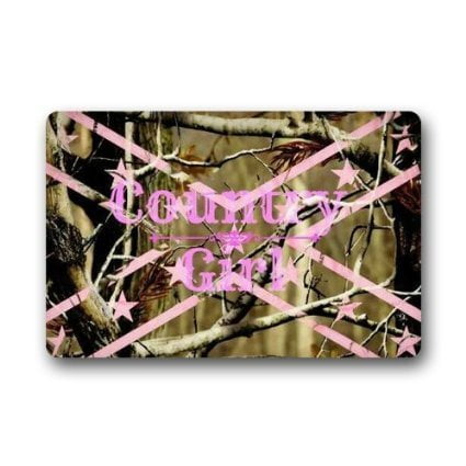 DEYOU Browning Pink Country Girl Flag Camo Camouflage Background Doormat Outdoor Indoor Floor Mats Non-Slip Bathroom Mats Size 23.6x15.7 Inch