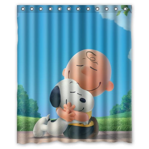 DEYOU Charlie Brown Snoopy Shower Curtain Polyester Fabric Bathroom