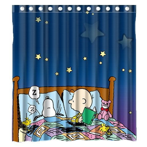 DEYOU Cute Carton Snoopy Sleeping In The Night Shower Curtain Polyester ...