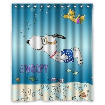 DEYOU Funny Cute Cartoon Dog Snoopy Shower Curtain Polyester Fabric ...
