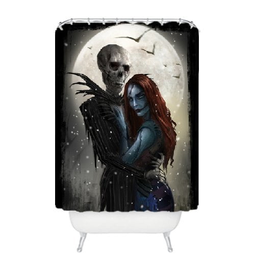 DEYOU Jack And Sally Meant To Be Nightmare Before Christmas Jack Shower Curtain Polyester Fabric Bathroom Shower Curtain Size 60x72 inches