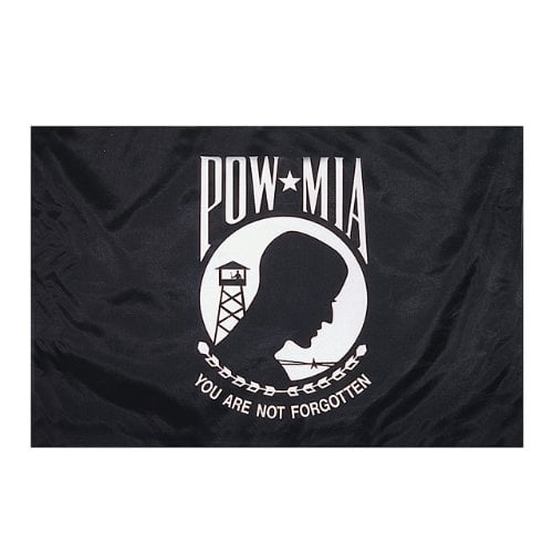 Black Nylon POW/MIA Flag with Brass Grommets, 3x5 Feet