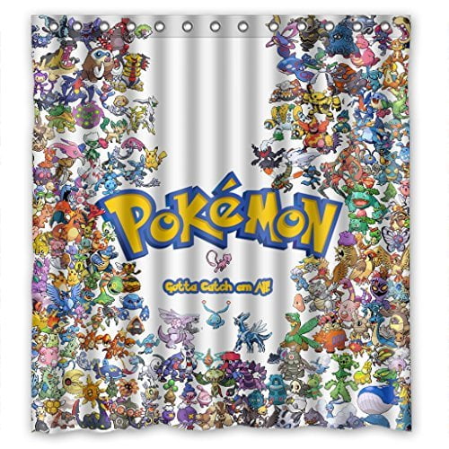 DEYOU Pokemon Pikachu Pocket Monsters Shower Curtain Polyester Fabric Bathroom Shower Curtain Size 66x72 inches