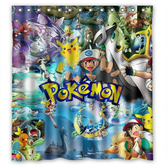 DEYOU Pokemon Pikachu Pocket Monsters Shower Curtain Polyester Fabric Bathroom Shower Curtain Size 66x72 inches