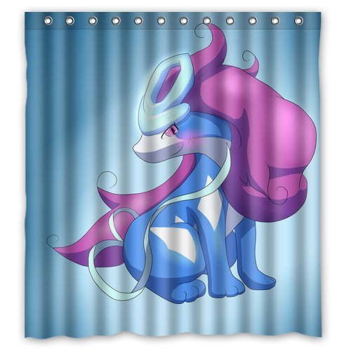 DEYOU Pokemon Pocket Monster Suicune Shower Curtain Polyester Fabric Bathroom Shower Curtain Size 66x72 inches