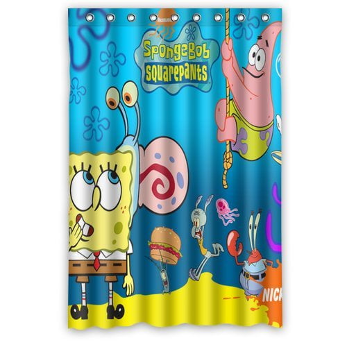 DEYOU SpongeBob SquarePants Shower Curtain Polyester Fabric Bathroom