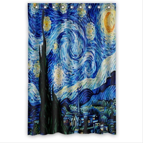 DEYOU Starry Night by Vincent Van Gogh Shower Curtain Polyester Fabric