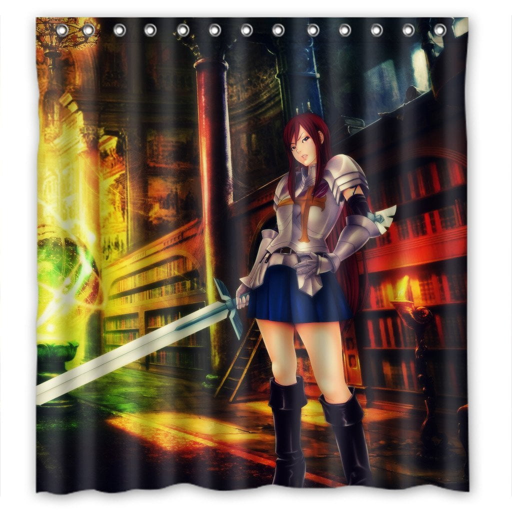 DEYOU erza scarlet hd with Amine Shower Curtain Polyester Fabric