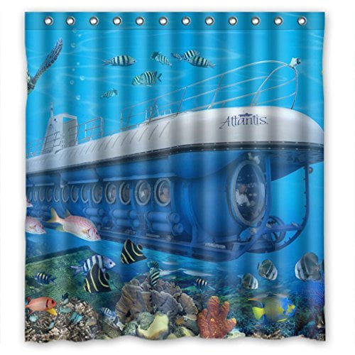 DEYOU undersea world submarine ship Shower Curtain Polyester Fabric