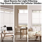 DEZ FURNISHINGS Cordless 1.5" Light Filtering Top Down Bottom Up Cellular Shade, 45.5" W x 36" H, Latte