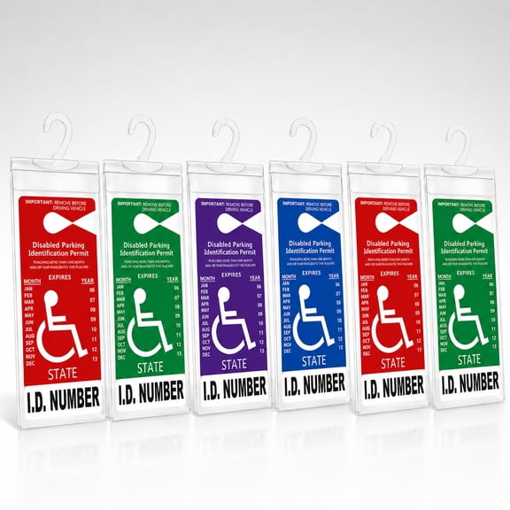 DEZEN Car Handicap Placard Holder – Clear Plastic Disabled Parking Permit, Rearview Mirror Mount, 10.6" × 5", Pack 6