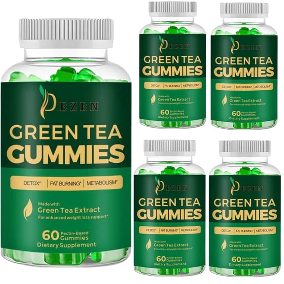 DEZEN Fat Burner Green Tea Gummies, Metabolism & Energy Support Supplement, Weight Management Gummies, Pack 5
