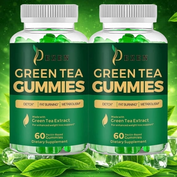DEZEN Fat Burner Green Tea Gummies, Metabolism & Energy Support Supplement with Green Tea Extract, Weight Management Gummies, Pack 2