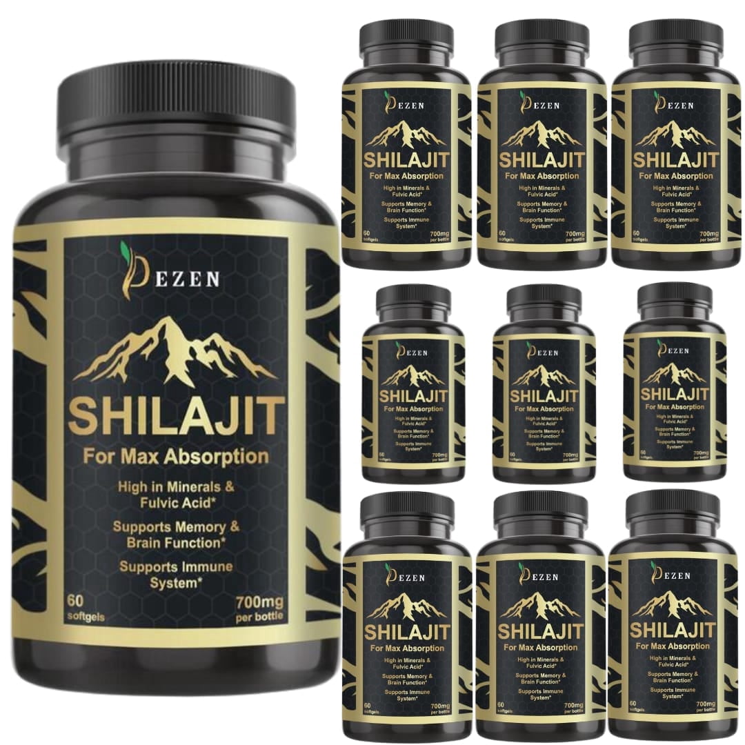DEZEN Natural Shilajit Softgels, Himalayan Shilajit Extract Supplement for Energy Support, 60 Count Each Pack 10