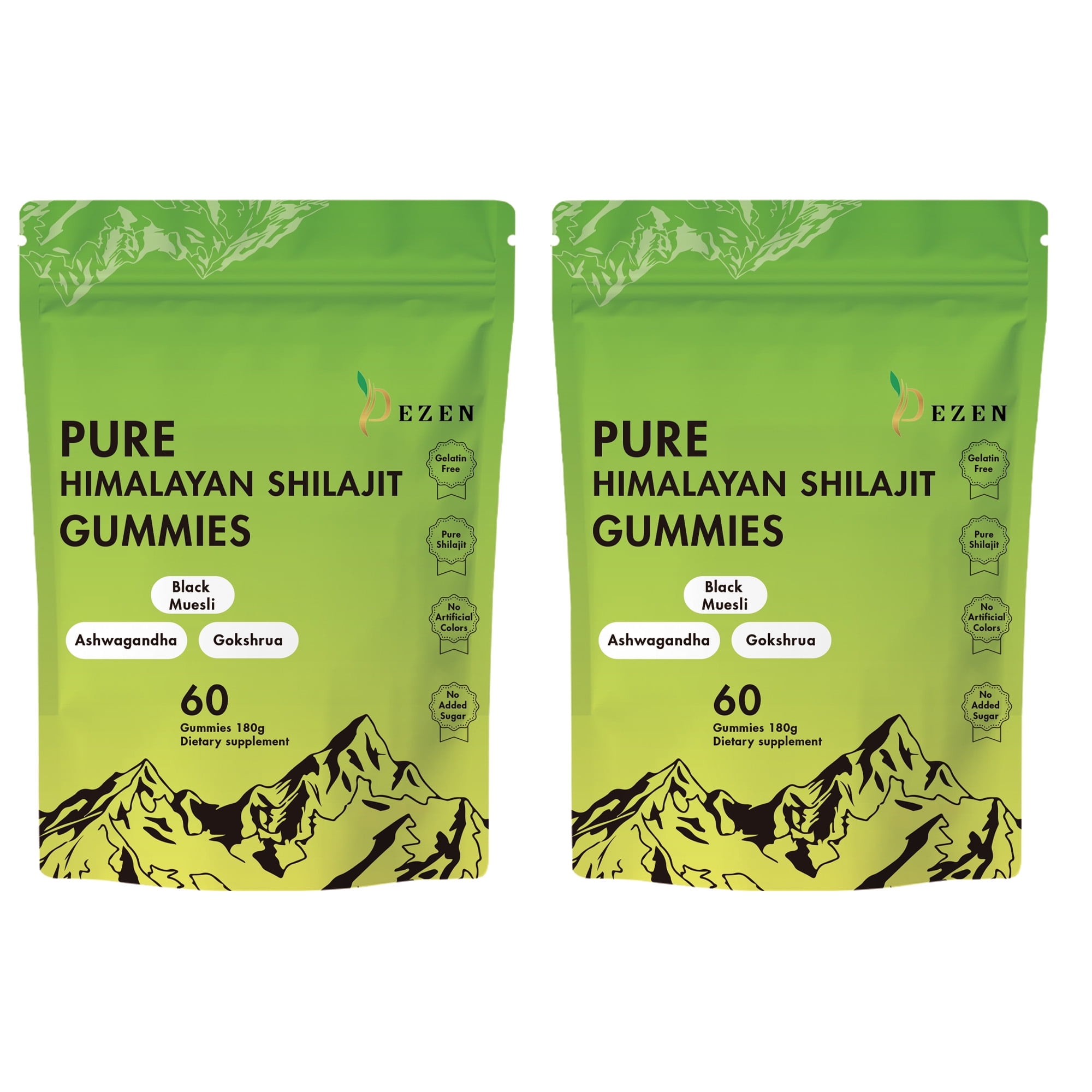 DEZEN Pure Organic Himalayan Shilajit Gummies 3000mg with Ashwagandha 60 Count Each, Pack 2 Healthcare Dietary Supplement