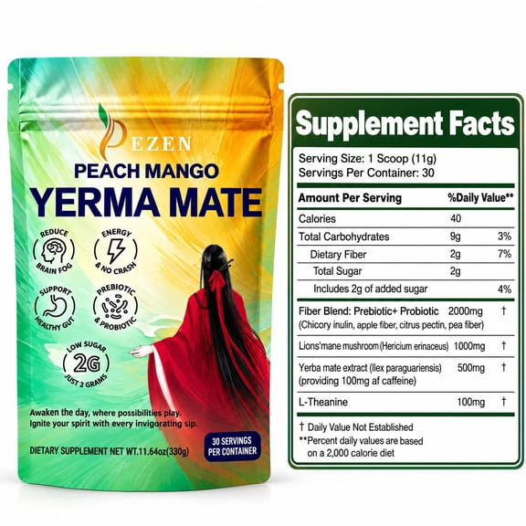 Organic Yerba Mate Tea – Natural Energy & Focus Support – Clean Caffeine Herbal Tea for Metabolism & Mental Clarity, 30 Servings