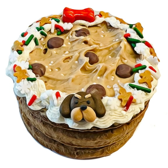 DEZICAKES Dog Cake- Puppy Christmas Cookie Cake- Bad to the Bone- Perfect Dog Gift Cake Boxed & Decorated