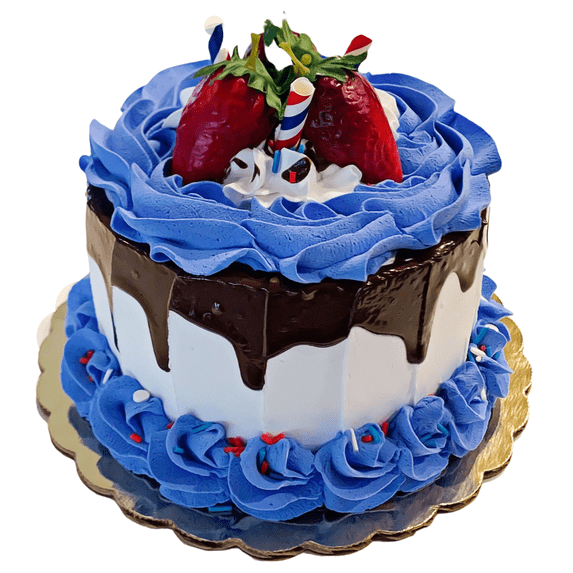 DEZICAKES Fake Cake Red White & Blue 6" Cake Fake Prop Independence Day Decoration Dezicakes 4th July Fake Cake- Home Decoration Cake Display- Artificial Cake- Cake Decor