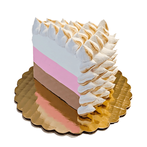 DEZICAKES Fake Cake Slice Baked Alaska Fake Piece of Cake Slice Prop Decoration Dezicakes Fake Food- Fake Cake- Artificial Cake- Faux Cake Decor