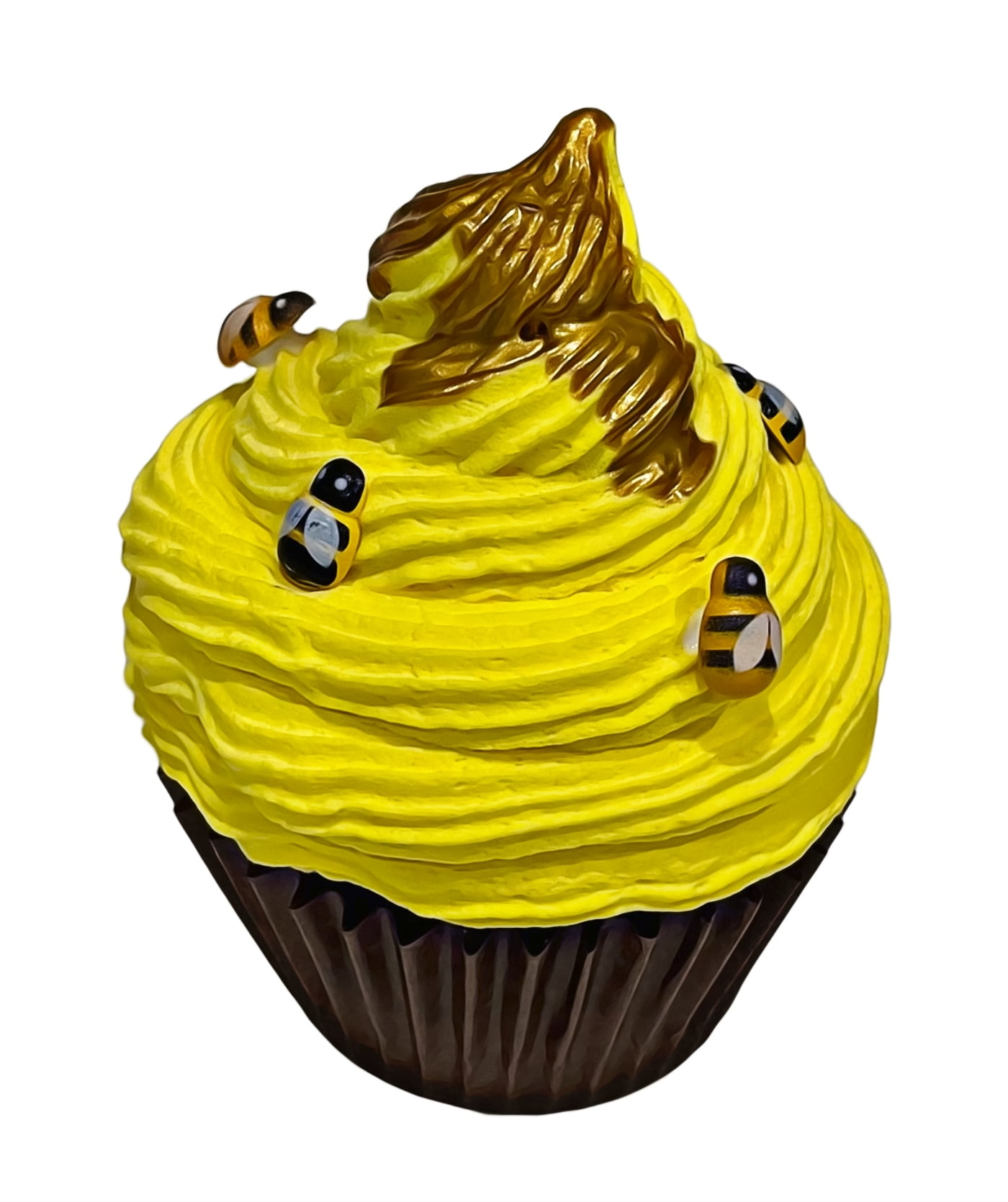 DEZICAKES Fake Cupcake Honey Bee Cupcake Dessert Prop Decoration Dezicakes Fake Food- Fake Cake-  Artificial Cake- Faux Cake Decor