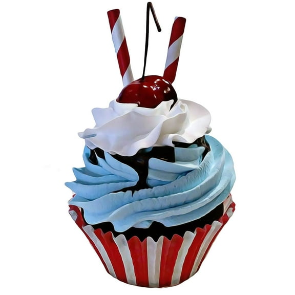 DEZICAKES Fake Cupcake Retro Turquoise Red w/ Cherry Prop Decoration Dezicakes