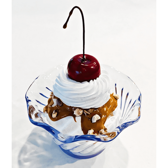 DEZICAKES Fake Ice Cream Sundae Vanilla Carmel Parfait Prop Decoration Dezicakes Fake Food- Fake Cake- Home Decoration