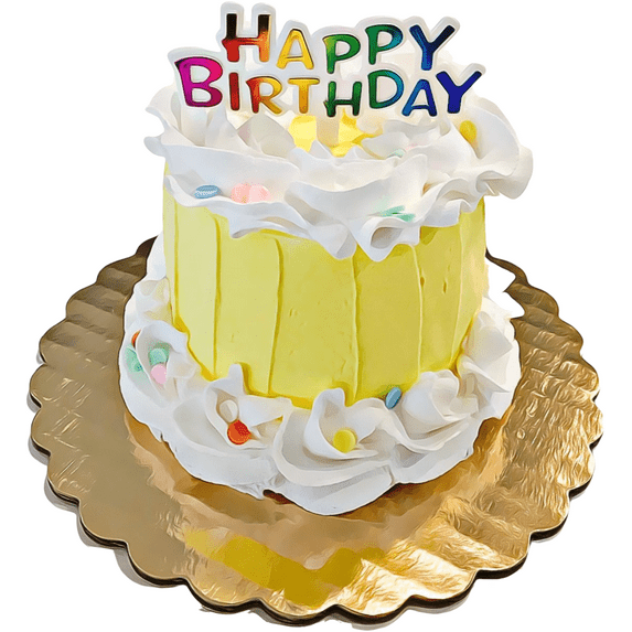 DEZICAKES Fake Mini Cake Yellow Birthday Cake Prop Decoration Dezicakes Fake Food- Fake Cake- Home Decoration