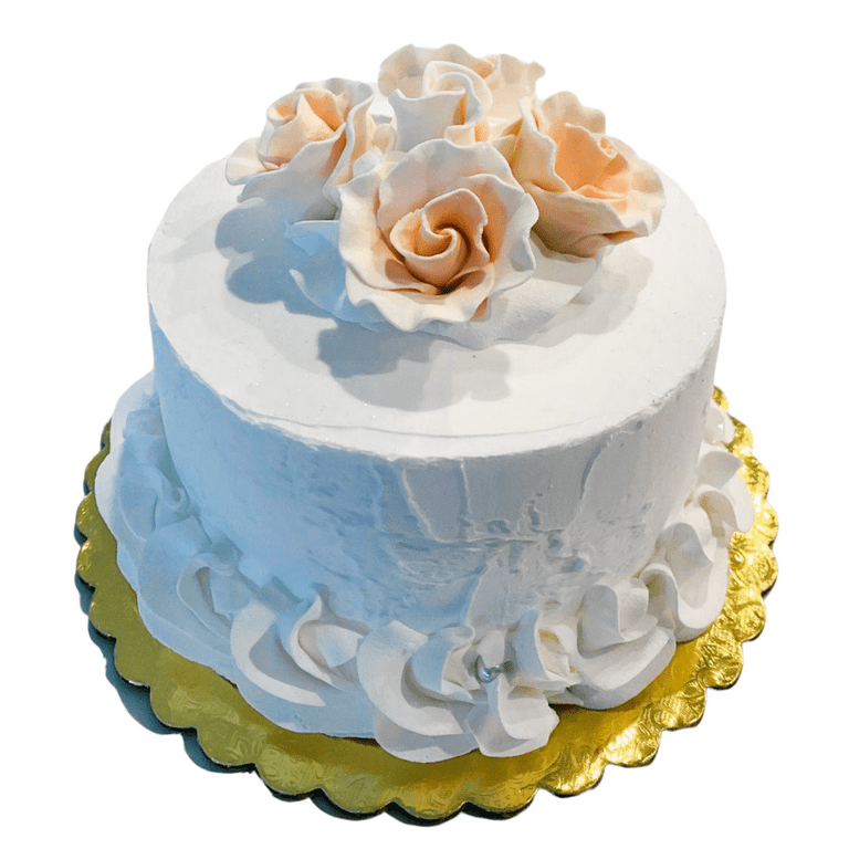 White Rose Cake with Edible Rose Petals by FamilySpice.com