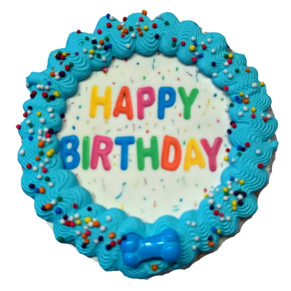 DEZICAKES Lot of 6 Crispy Vanilla Blue Dog Birthday Cakes- Edible Puppy Party Crispy Vanilla Rice Cake- Boxed, Iced and Decorated