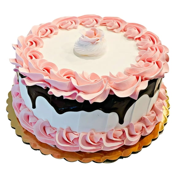DEZICAKES Peach Chocolate Drizzle Fake Cake Prop Decoration Dezicakes Fake Food- Fake Cake- Artificial Cake- Cake Decor