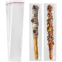 DF 100 Pcs Self Sealing Cellophane Bags: 2x10 Inches Clear Pretzel Rod Resealable Pretzels Individual Bags for Packaging ICY Candy Treat Popsicle Cookies