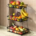 thumbnail image 1 of DF 3 Tier Fruit Basket for Kitchen Counter with 2 Mobile Banana Hangers, 2025 Pro Detachable Metal Fruit Bowl with Wooden Handle, Fruit Holder for Bread Snack Veggies with Protective Mats, 1 of 14