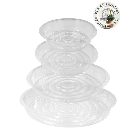 DF DUALFERV Plastic Plant Saucer, 18 Pcs Plant Plates to Catch Water Indoor Plants of 6, 8,10,12 inch, Transparent and Round Plastic Plant Trays