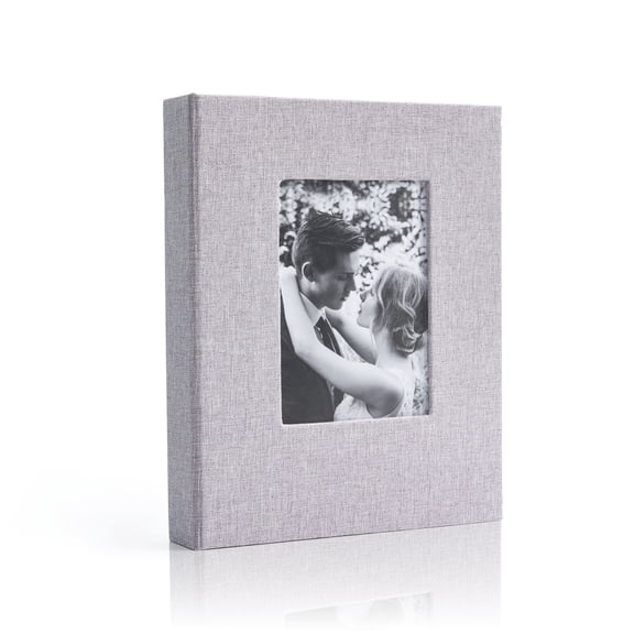 Photo Albums 4x6 Pictures with Side-Sliding Insert,Waterproof and Dustproof 4x6 Photo Albums with Self Adhesive Neat Pages and Replaceable Cover Window, 7.28X1.18, Gray