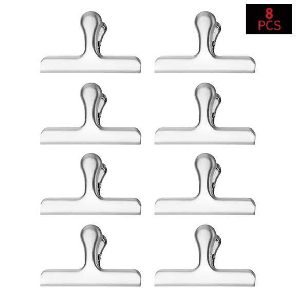 DF Stainless Steel Chip Clips, 8-Pack Heavy Duty Bag Clips for Food Storage – Secure-Sealing Metal Clips for Zip Lock Bags, Sandwich Bags and Snack Containers