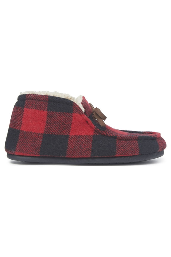 DF by Dearfoams Kids Plaid or Twill Bootie with Tie slippers
