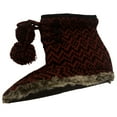 thumbnail image 1 of DF by Dearfoams Womens Red Zigzag Houndstooth Bootie Style Slippers L (9-10), 1 of 2