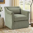 thumbnail image 1 of DFA 360° Swivel Accent Chair, Upholstered Fabric Leisure Armchair with Lumbar Pillow & Removable Cushions, Single Sofa Chair for Living Room Bedroom, Green, 1 of 6