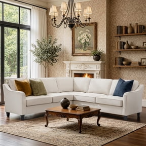 DFA L-Shaped Corner Sectional Sofa, 93" Classic Oversized Corner Couch with Removable Washable Covers, Modular Corner Sofa Couch for Living Room, Beige