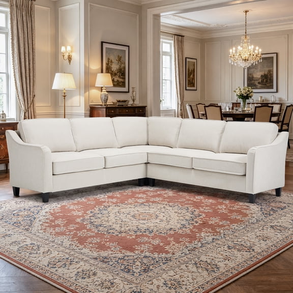 DFA Sectional Sofa L-Shaped Corner , 93" Classic Oversized Corner Couch with Removable Washable Covers, Modular Corner Sofa Couch for Living Room, Beige