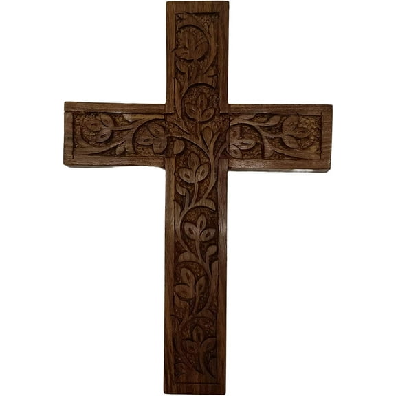 DFA Wall Mounted Wall Hanging Wooden Christ Cross Crucifix Catholic Rosewood Crucifix for Home, Church and Chapel Decoration (Style-1) (9 X 6)