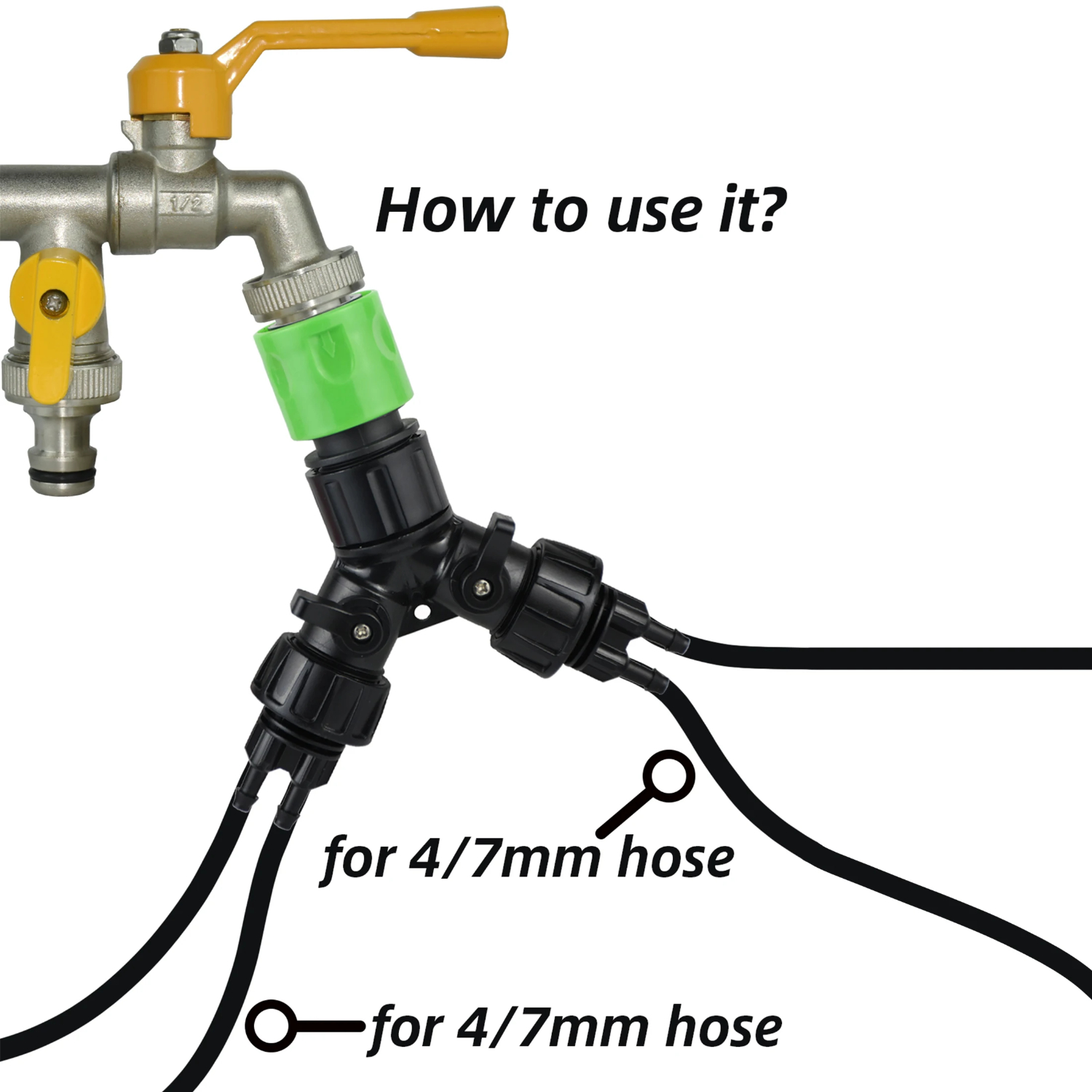 DFDIEJZ Comprehensive Watering System Kit with Versatile and Efficient 4-Way Automatic Green Splitter Drip Irrigation Tap Adapter - Perfect for Garden  Bonsai  and Greenhouse Use - Ensure