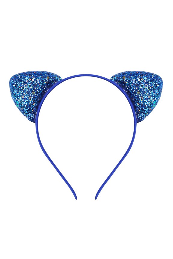 Adorable Cartoon Cat Ears Headband for Girls Kids Cute Hair Accessory with Sparkly Sequins and Design Blue One Size
